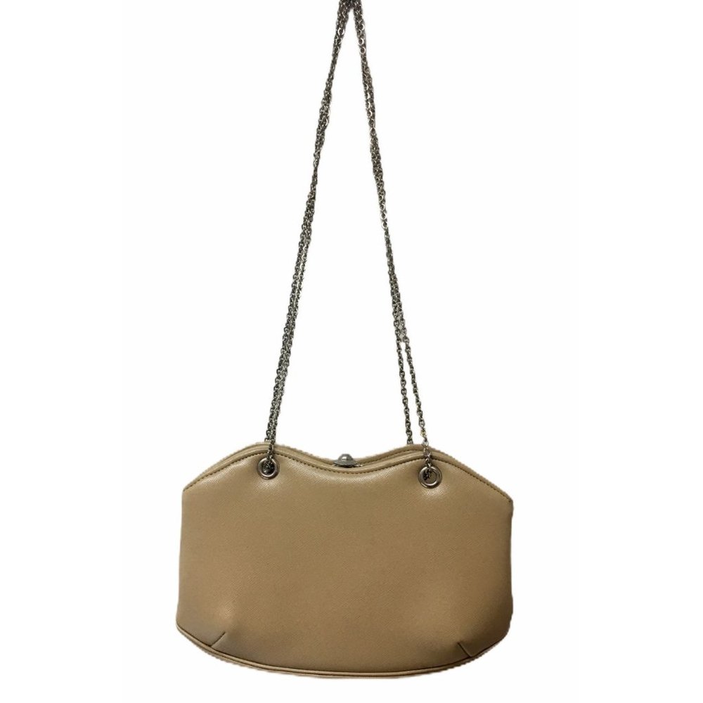 Vintage Cara Tan Purse Clutch Silver Chain‎